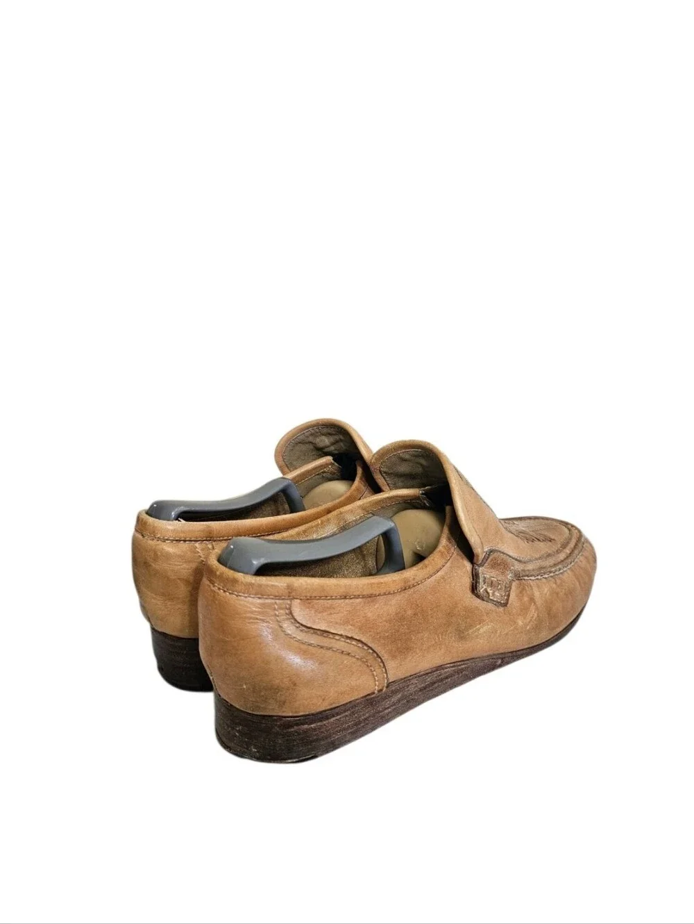 1970s vintage Men Woven Leather Platform Loafers 9.5